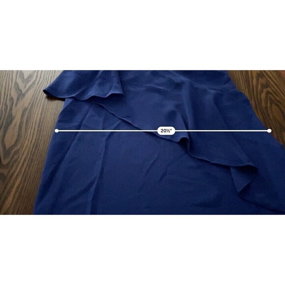 A by Amanda Uprichard Cascading Ruffle Dress in Blue Women’s Size M Sleeveless - Picture 14 of 15